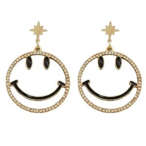 Crystal Smiley Face Cut Out Earrings
